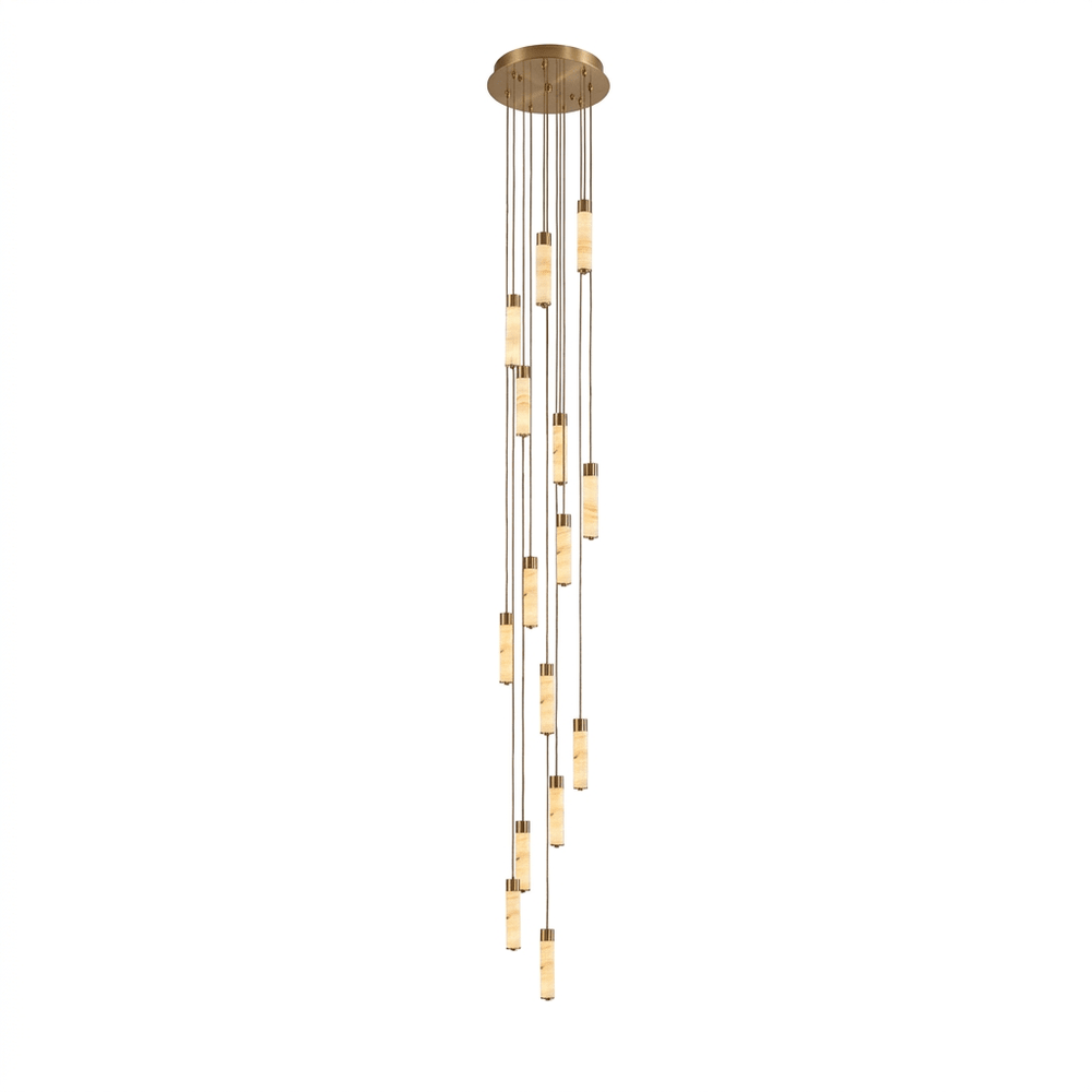Slender Alabaster Column Chandelier