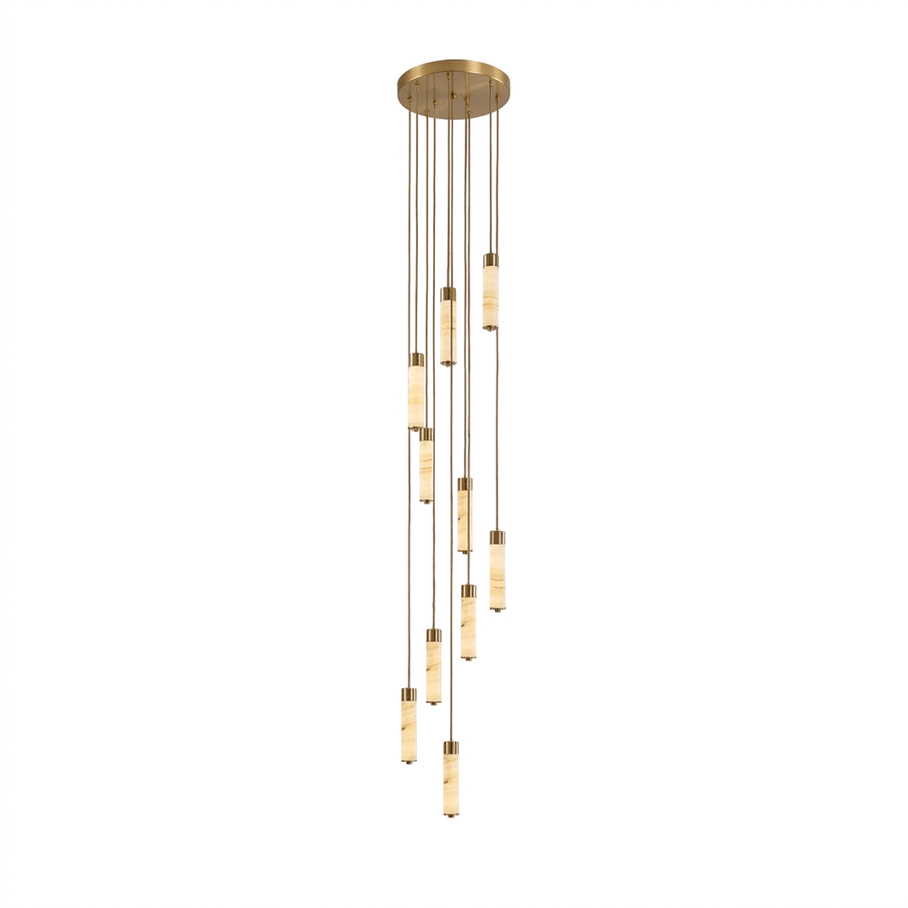 Slender Alabaster Column Chandelier