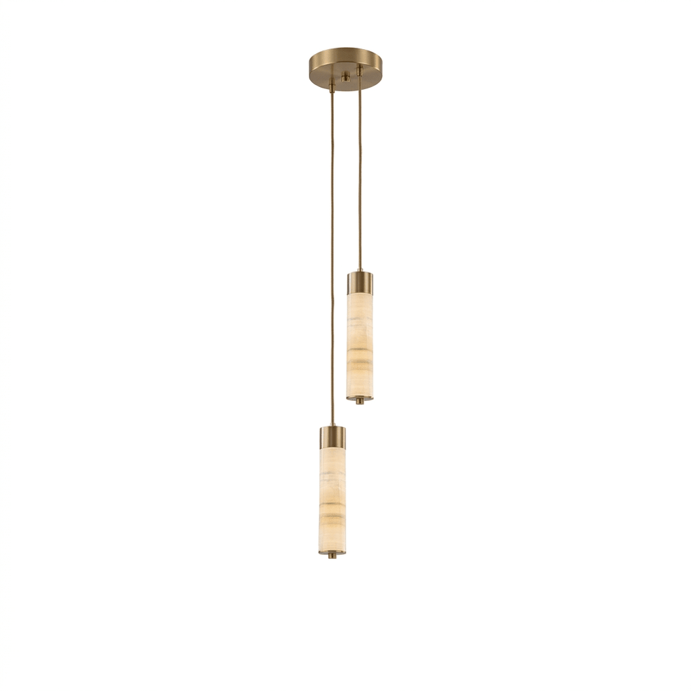 Slender Alabaster Column Chandelier