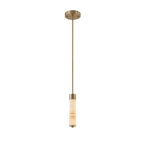 Slender Alabaster Column Chandelier