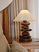 Stacked Pebble Wood Table Lamp