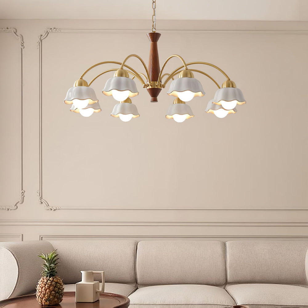 Swedish Modern Gold Chandelier