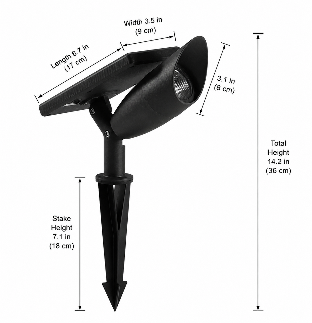 TerraBeam Solar Garden Spotlight – Waterproof Outdoor Landscape, Tree & Pathway Light