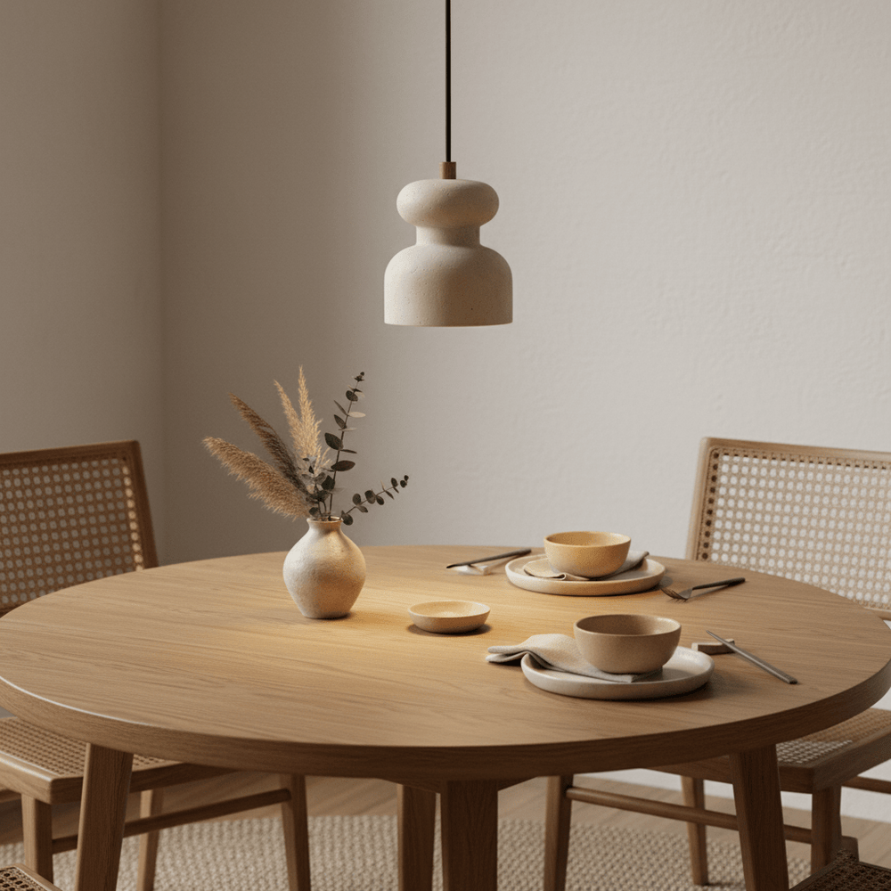 Textured Travertine Gourd Pendant Light