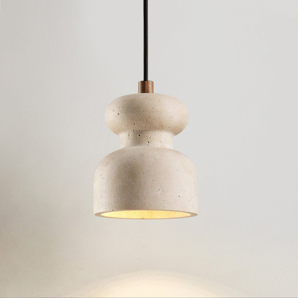 Textured Travertine Gourd Pendant Light