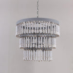 Three Tiered Wood Beaded Chandelier