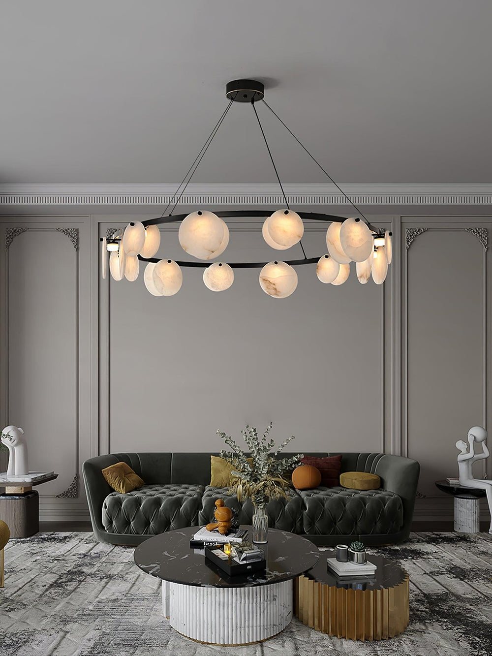 Trinidad Alabaster Chandelier – Warm Stone Glow