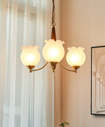 Tulips Glass Wood Chandelier