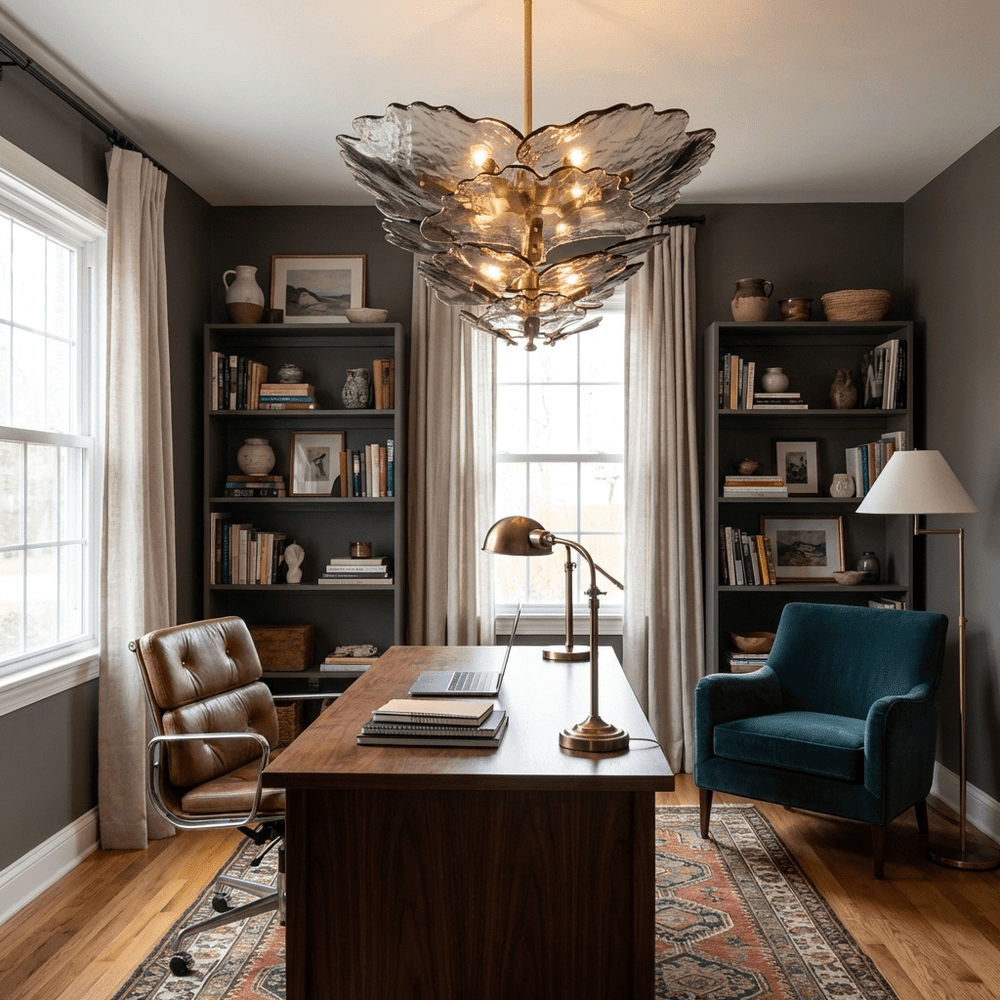 Verdant Petal Glass Chandelier