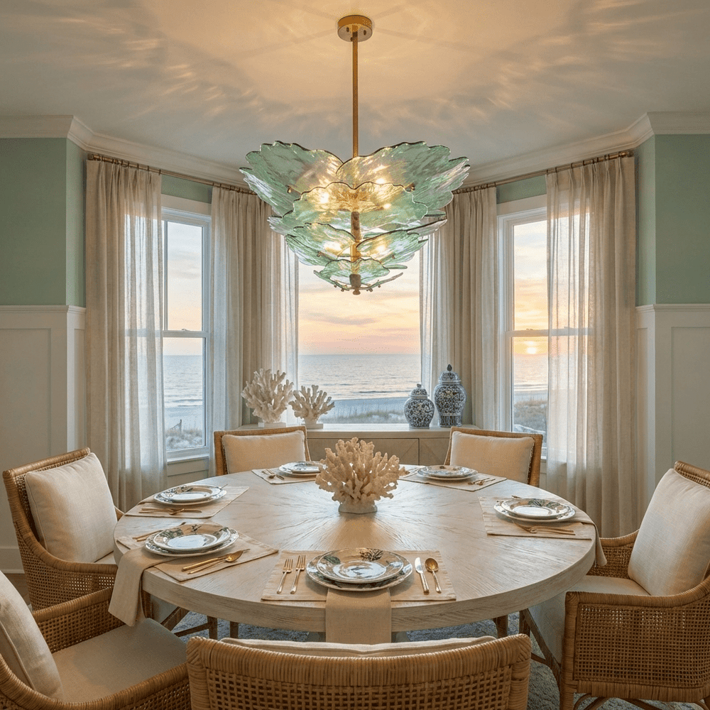 Verdant Petal Glass Chandelier
