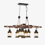 Vintage Wood Glass Chandeliers
