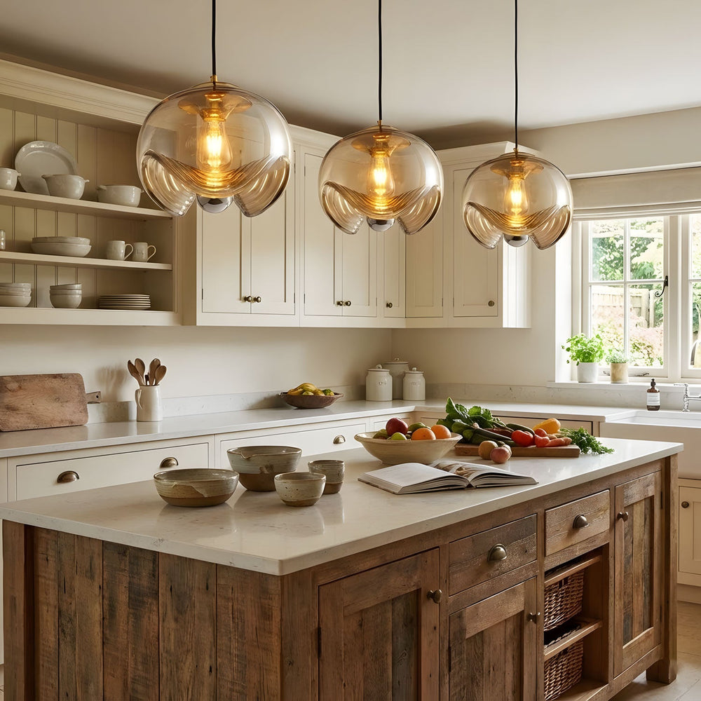 Wave Pendant Light – Modern Curved Glass Ceiling Fixture