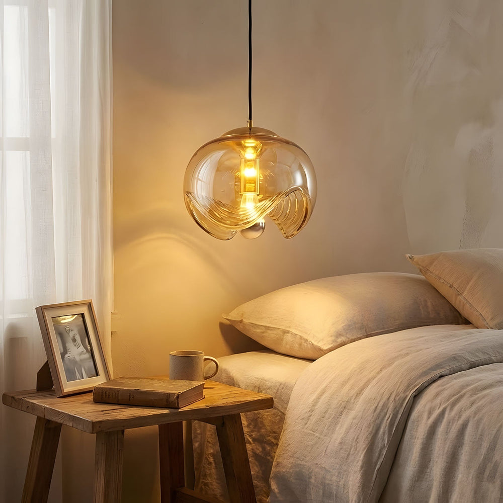 Wave Pendant Light – Modern Curved Glass Ceiling Fixture