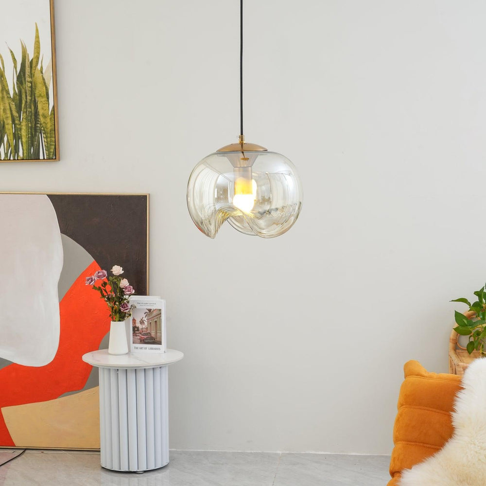 Wave Pendant Light – Modern Curved Glass Ceiling Fixture