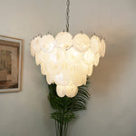 White Glass Disc Chandelier