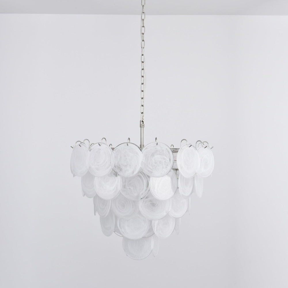 White Glass Disc Chandelier