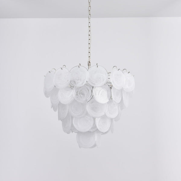 White Glass Disc Chandelier