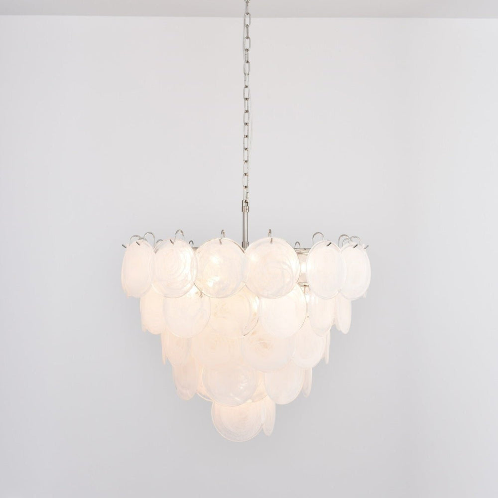 White Glass Disc Chandelier