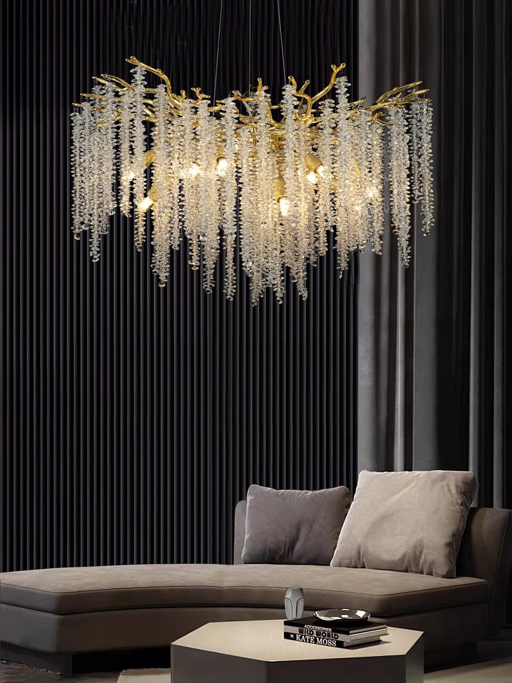 Wisteria Bloom Crystal Chandelier – Gold & Crystal Statement