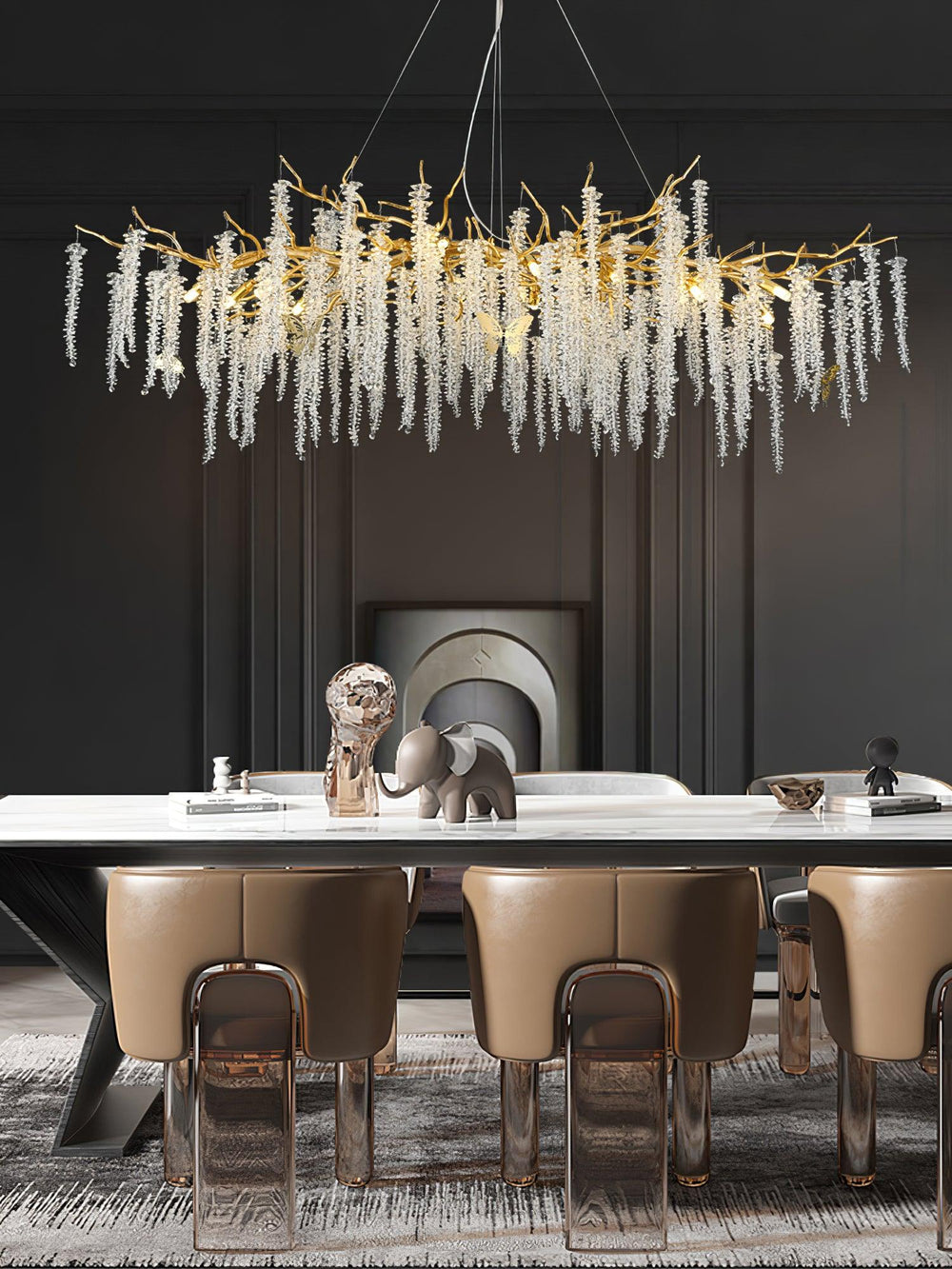Wisteria Bloom Crystal Chandelier – Gold & Crystal Statement