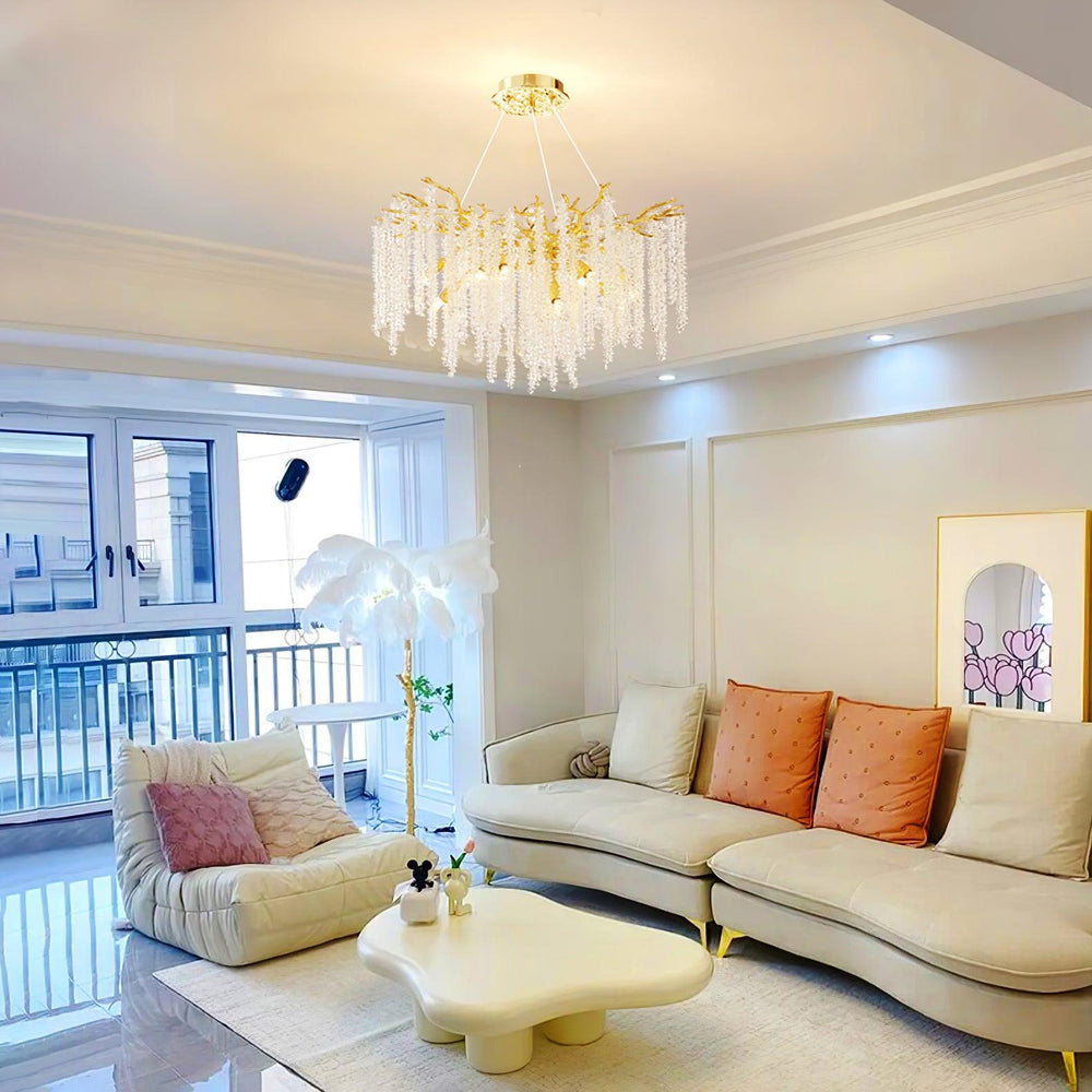 Wisteria Bloom Crystal Chandelier – Gold & Crystal Statement
