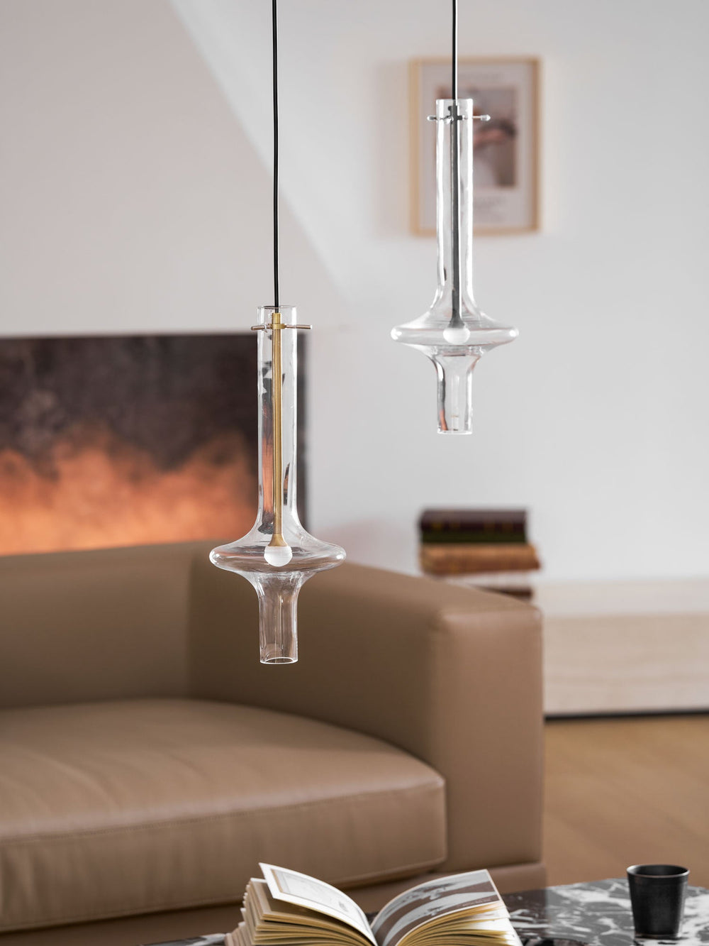Wonder Glass Globe Suspension Lamp – Gold & Black Multi-Head