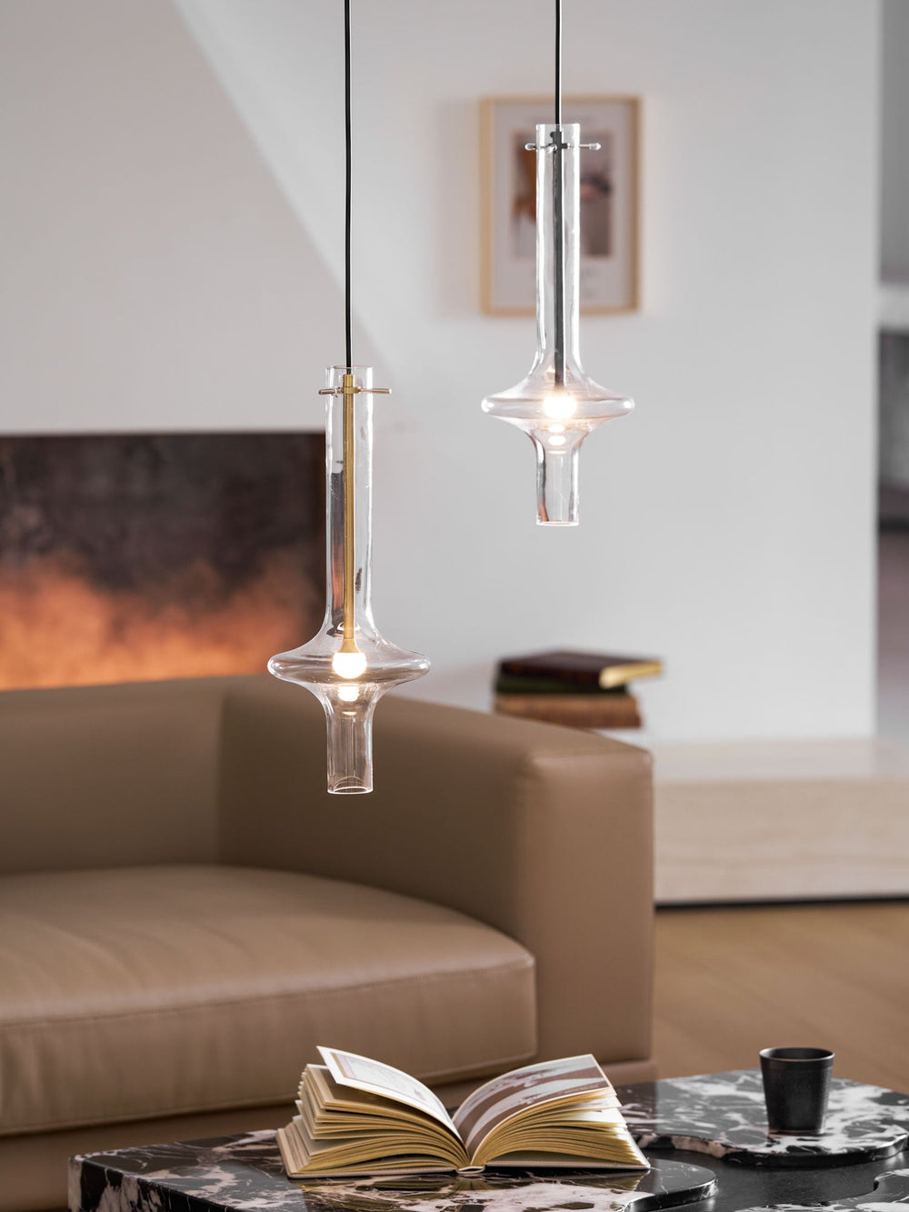 Wonder Glass Globe Suspension Lamp – Gold & Black Multi-Head