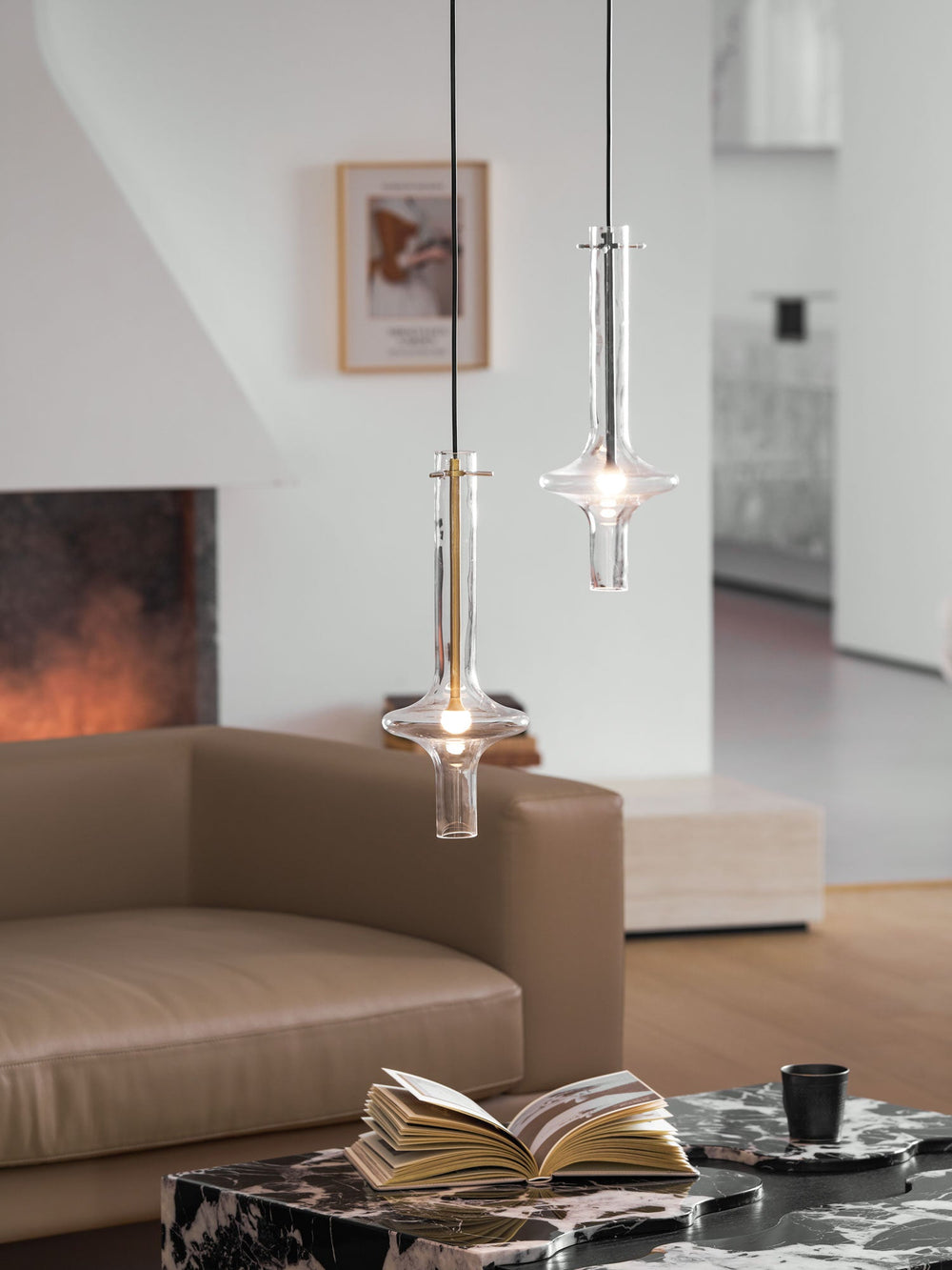 Wonder Glass Globe Suspension Lamp – Gold & Black Multi-Head