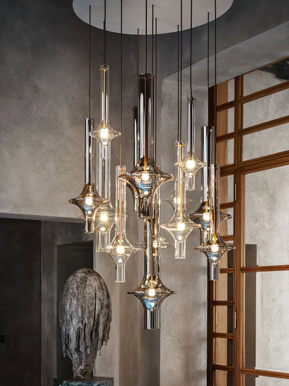 Wonder Glass Globe Suspension Lamp – Gold & Black Multi-Head