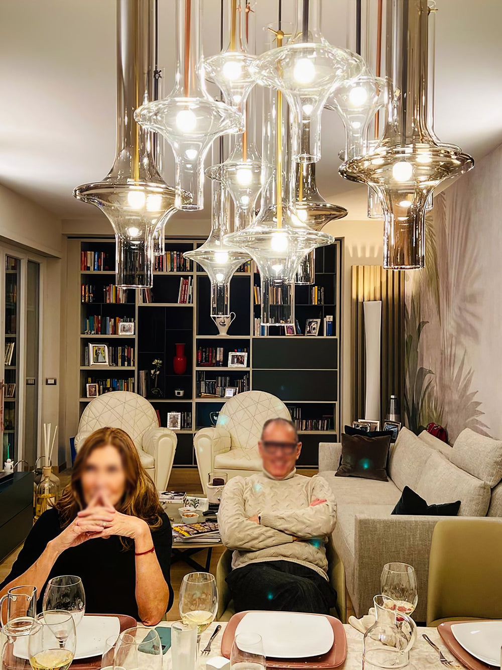 Wonder Glass Globe Suspension Lamp – Gold & Black Multi-Head
