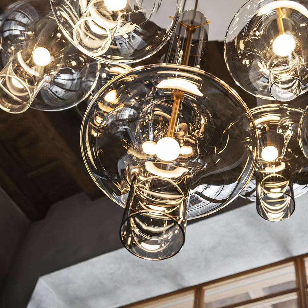 Wonder Glass Globe Suspension Lamp – Gold & Black Multi-Head