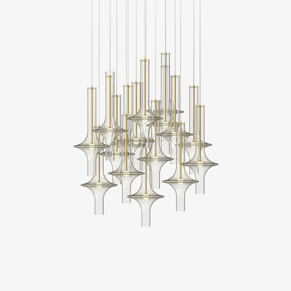 Wonder Glass Globe Suspension Lamp – Gold & Black Multi-Head