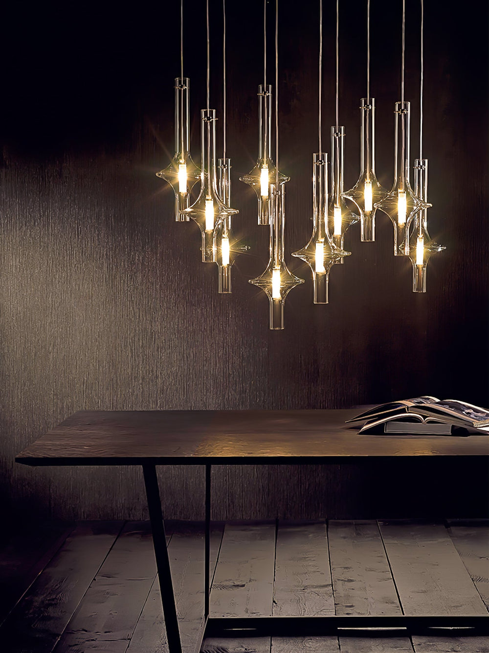 Wonder Glass Globe Suspension Lamp – Gold & Black Multi-Head