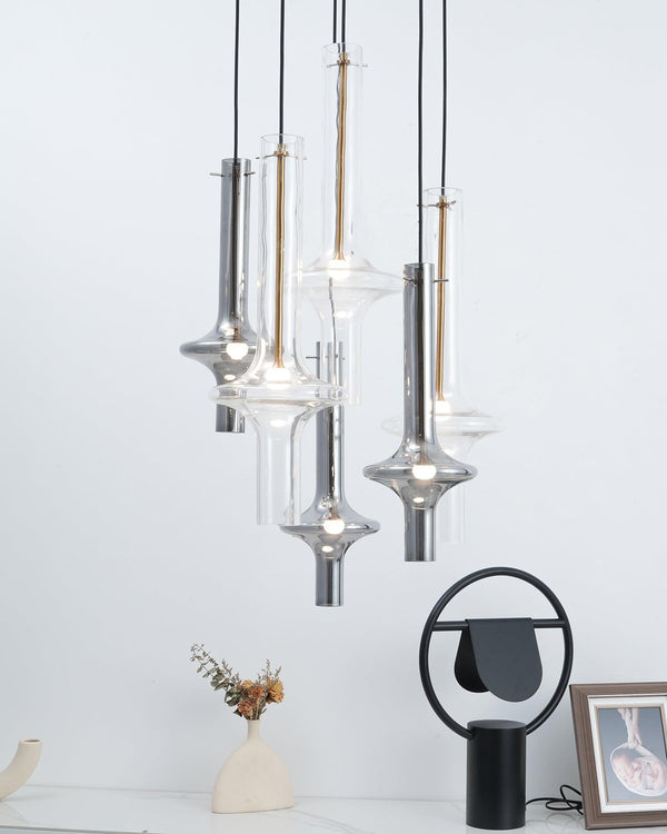 Wonder Glass Globe Suspension Lamp – Gold & Black Multi-Head