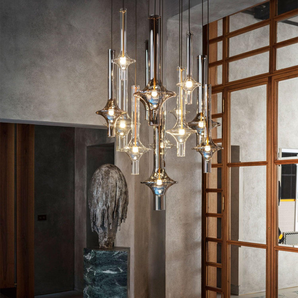 Wonder Glass Globe Suspension Lamp – Gold & Black Multi-Head