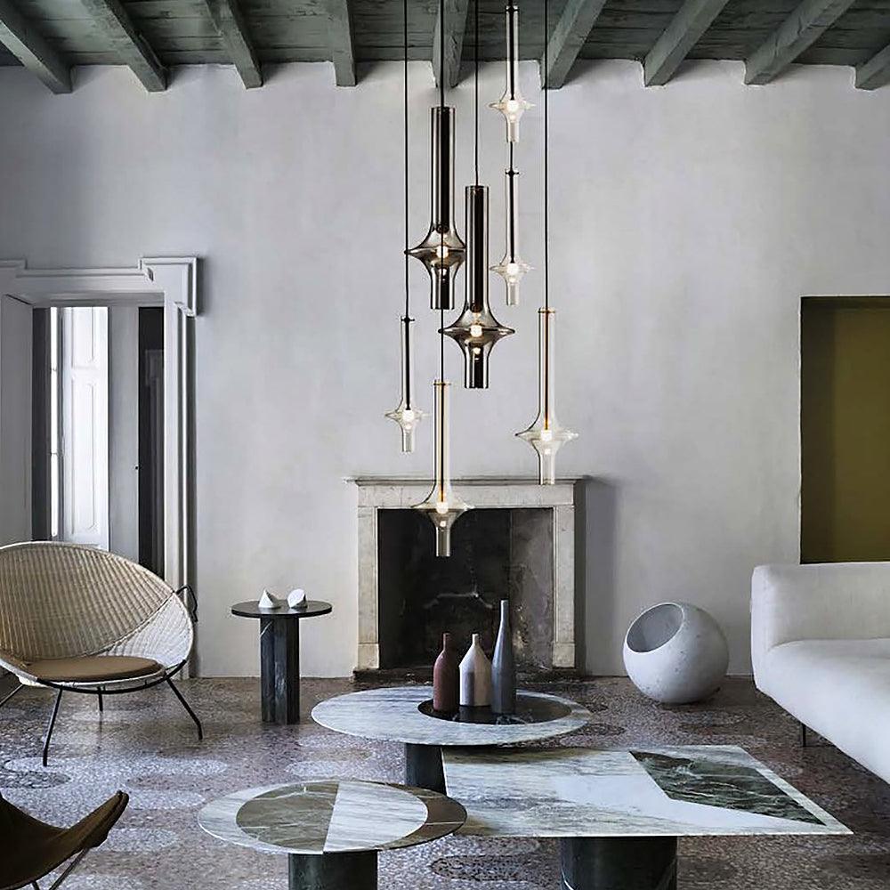 Wonder Glass Globe Suspension Lamp – Gold & Black Multi-Head