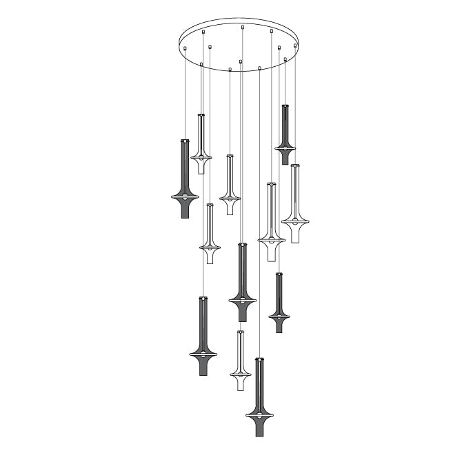 Wonder Glass Globe Suspension Lamp – Gold & Black Multi-Head