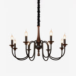 Wood Iron Candle Chandelier
