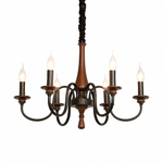 Wood Iron Candle Chandelier