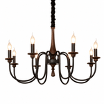 Wood Iron Candle Chandelier