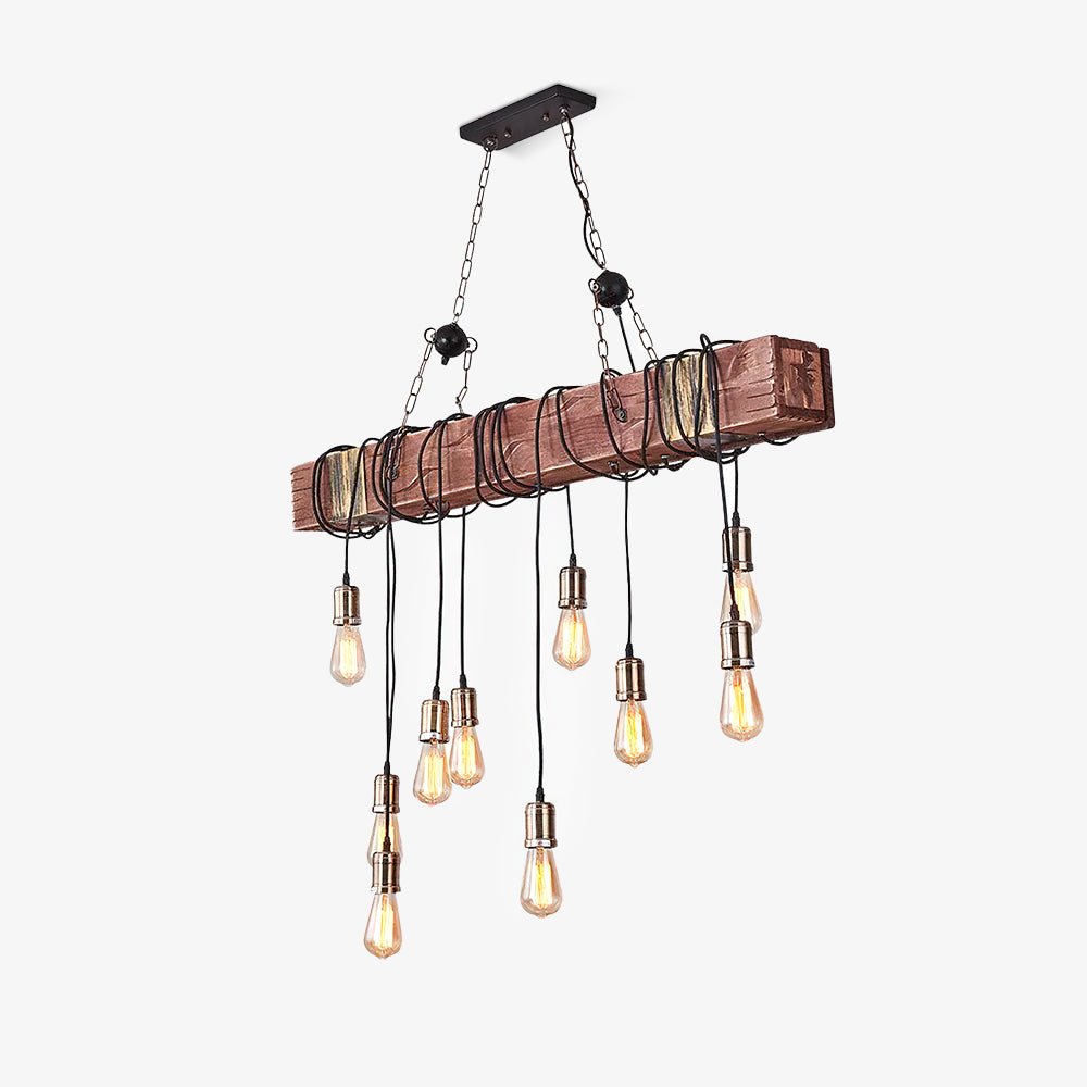Wood Ring Hanging Chandelier – Natural Multi-Light