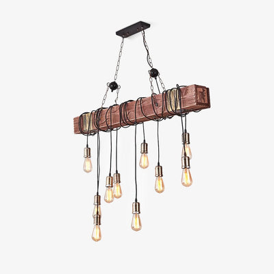 Wood Ring Hanging Chandelier – Natural Multi-Light