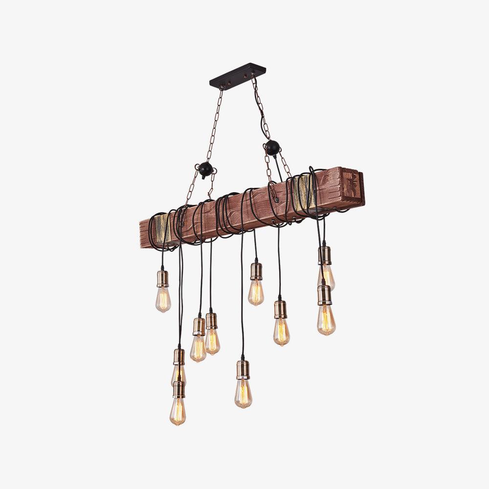 Wood Ring Hanging Chandelier – Natural Multi-Light