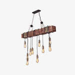 Wood Ring Hanging Chandelier – Natural Multi-Light