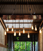 Wood Ring Hanging Chandelier – Natural Multi-Light