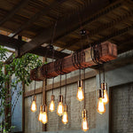 Wood Ring Hanging Chandelier – Natural Multi-Light