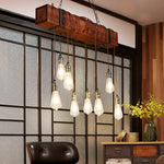Wood Ring Hanging Chandelier – Natural Multi-Light
