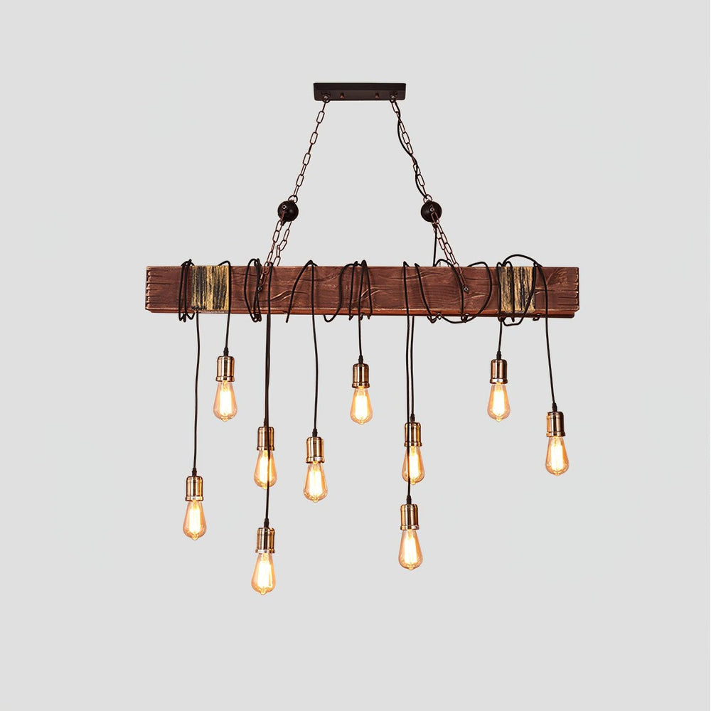 Wood Ring Hanging Chandelier – Natural Multi-Light