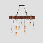 Wood Ring Hanging Chandelier – Natural Multi-Light