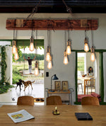 Wood Ring Hanging Chandelier – Natural Multi-Light